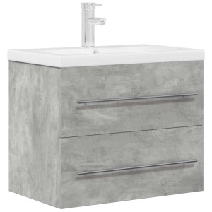 Set muebles de baño 2 piezas madera contrachapada gris hormigón H