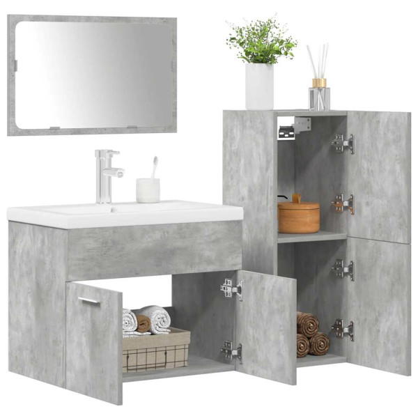 Juego muebles de baño 4 pzas madera contrachapada gris hormigón D