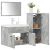Juego muebles de baño 4 pzas madera contrachapada gris hormigón 1