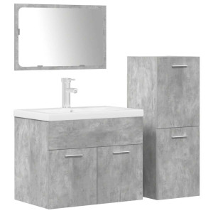 Juego muebles de baño 4 pzas madera contrachapada gris hormigón H