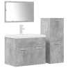 Juego muebles de baño 4 pzas madera contrachapada gris hormigón 2