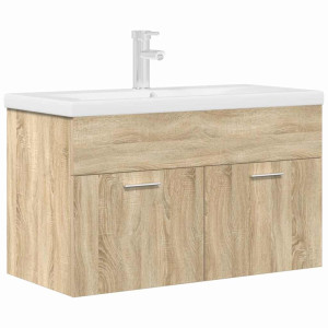 Mueble de baño con lavabo incorporado y grifo roble Sonoma H
