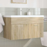 Mueble de baño con lavabo incorporado y grifo roble Sonoma 3