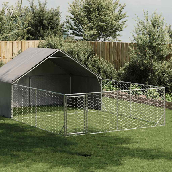 Caseta perros exterior con corral 6x3x1.9 m acero galvanizado D