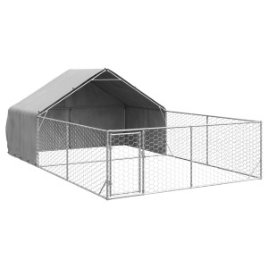 Canil exterior para cães com corredor 6x3x1.9 m aço galvanizado H