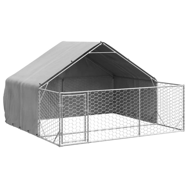 Canil exterior para cães com corredor 3x3x1.9 m aço galvanizado M 2