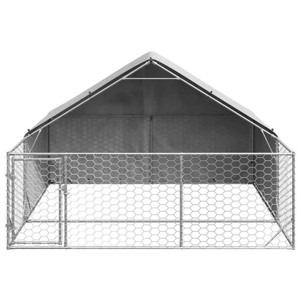 Caseta perros exterior con corral 3x3x1.9 m acero galvanizado M 3