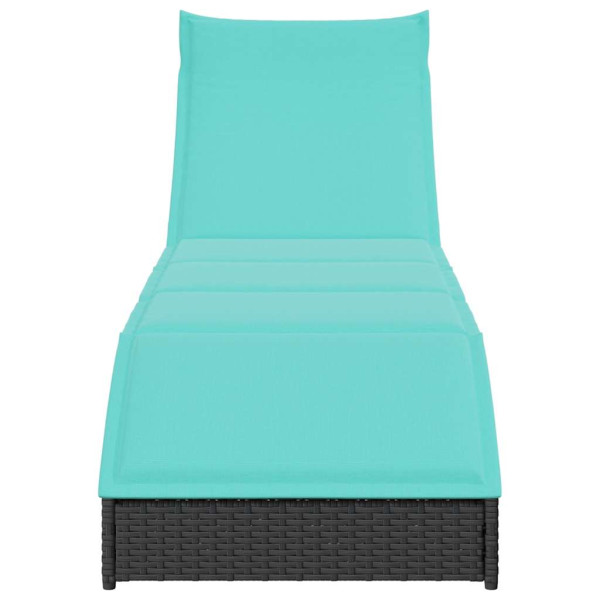 Espreguiçadeira dobrável com almofada e arrumação vime PE preto M 5