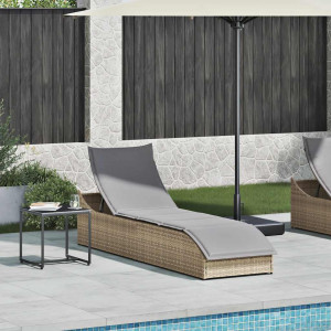 Tumbona plegable con cojín y espacio beige ratán sintético H