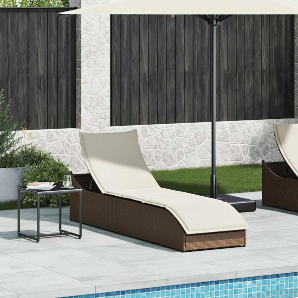 Tumbona plegable con cojín y espacio marrón ratán sintético M 2