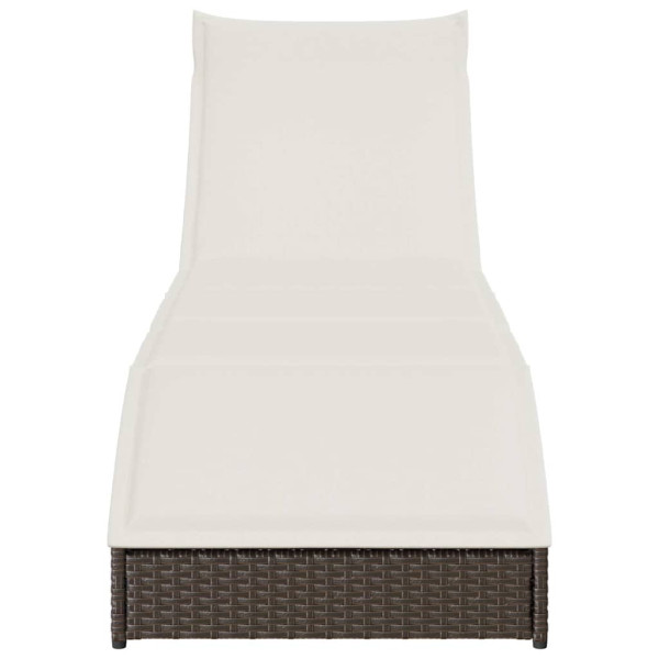 Tumbona plegable con cojín y espacio marrón ratán sintético M 5