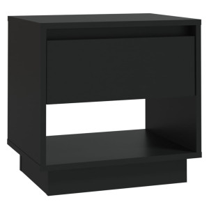 Mesita de noche madera contrachapada negro 45x34x44 cm H