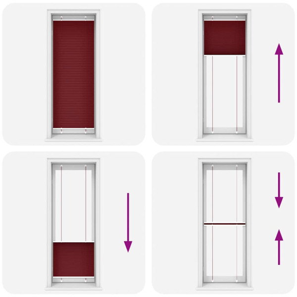 Plissado Cego Bordéus Vermelho 70x200 cm Largura Tecido M 5
