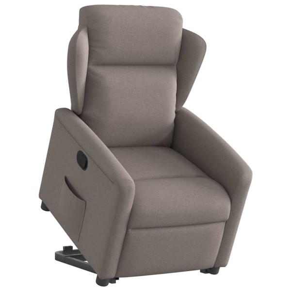 Sillón reclinable elevable tela gris taupe M 3