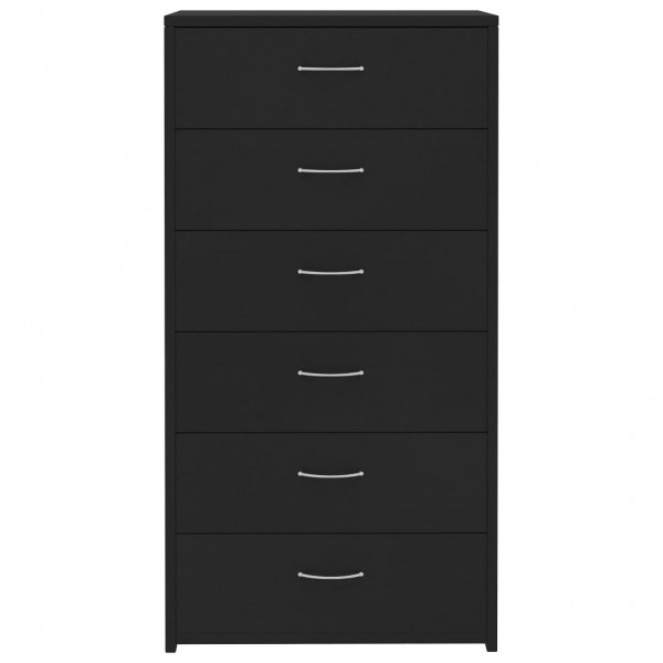 Aparador con 6 cajones madera contrachapada negro 50x34x96 cm M 4