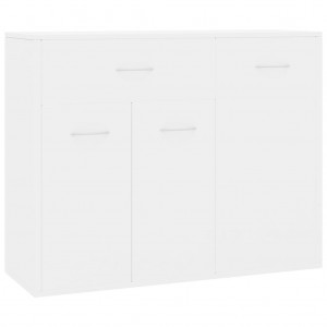 Aparador de madera contrachapada blanco brillante 88x30x70 cm H