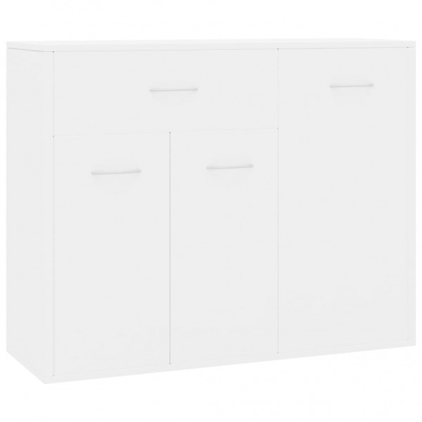 Aparador de madera contrachapada blanco brillante 88x30x70 cm M 2