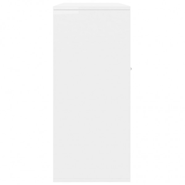 Aparador de madera contrachapada blanco brillante 88x30x70 cm M 5