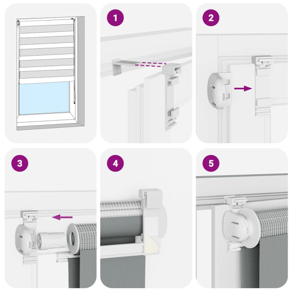 Estor cebra gris claro 140x100cm tejido ancho 135.9cm poliéster M 5