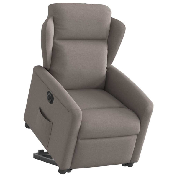 Sillón eléctrico reclinable elevable de tela gris taupe M 3