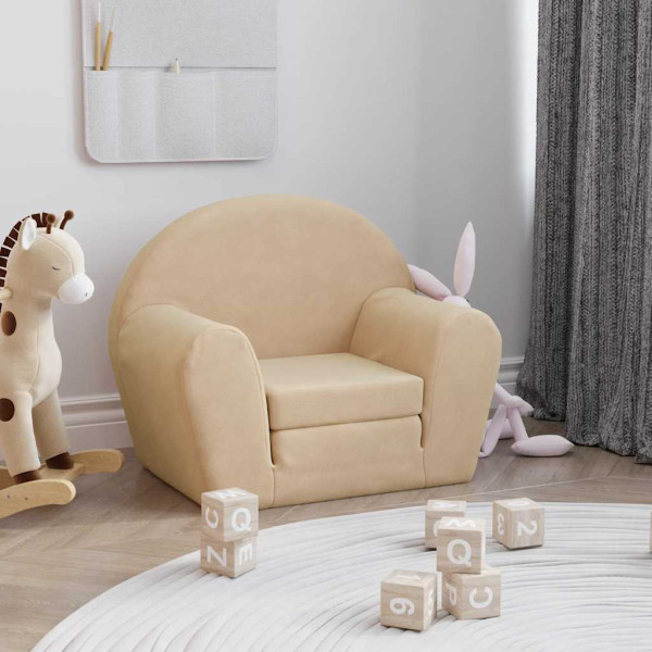 Sofá cama infantil de felpa suave color crema D