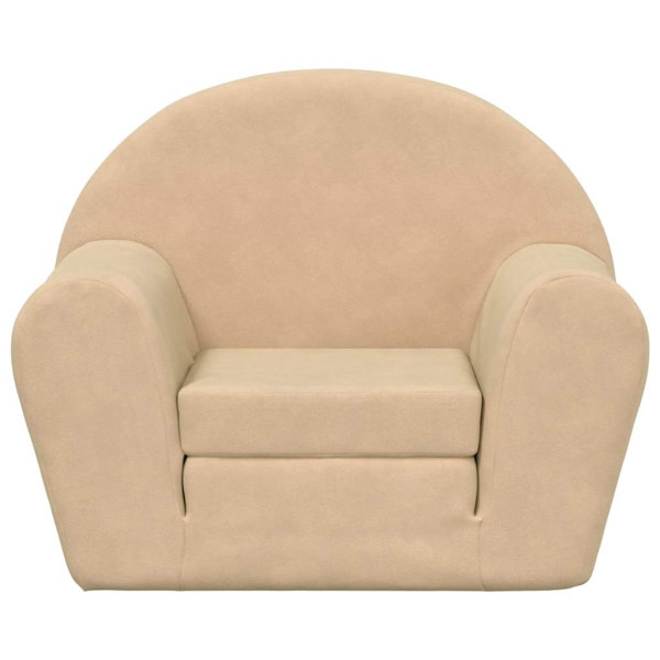 Sofá cama infantil de felpa suave color crema M 3