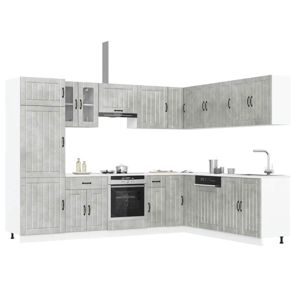 Mueble cocina Lucca gris hormigón 14 pzas madera contrachapada D