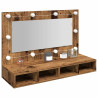 Mueble con espejo y LED madera vieja 90x31.5x62 cm 1