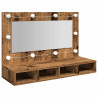 Mueble con espejo y LED madera vieja 90x31.5x62 cm 2