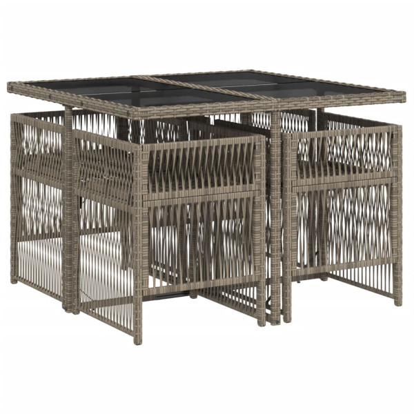 Set comedor de jardín 5 piezas con cojines ratán sintético gris M 3
