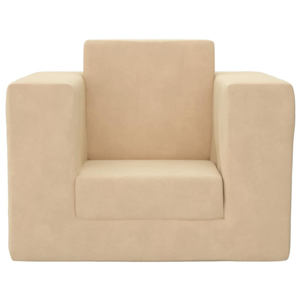 Sofá cama infantil felpa suave color crema M 3