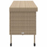 Caja de almacenaje jardín ruedas ratán PE beige 160x55x75 cm 5
