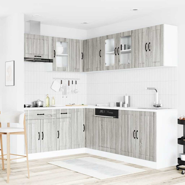 11 peças armário de cozinha conjunto Lucca cinza sonoma M 3