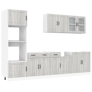 Mueble cocina Kalmar sonoma gris 7 pzas madera contrachapada H