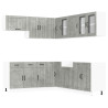 Mueble cocina Lucca gris hormigón 11 pzas madera contrachapada 2