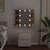 Mueble con espejo y luces LED roble artesanal 70x16.5x60 cm 4