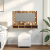 Mueble con espejo y LED roble artesanal 90x31.5x62 cm 3