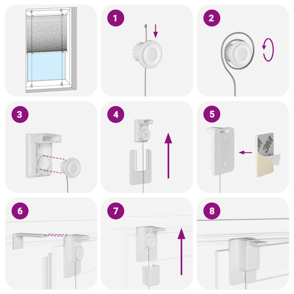 Cinzento Luz Plissada Cega 65x200 cm Largura Tecido 64.4 cm M 5