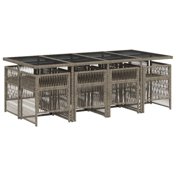 Set comedor jardín 9 pzas y cojines ratán sintético gris M 3