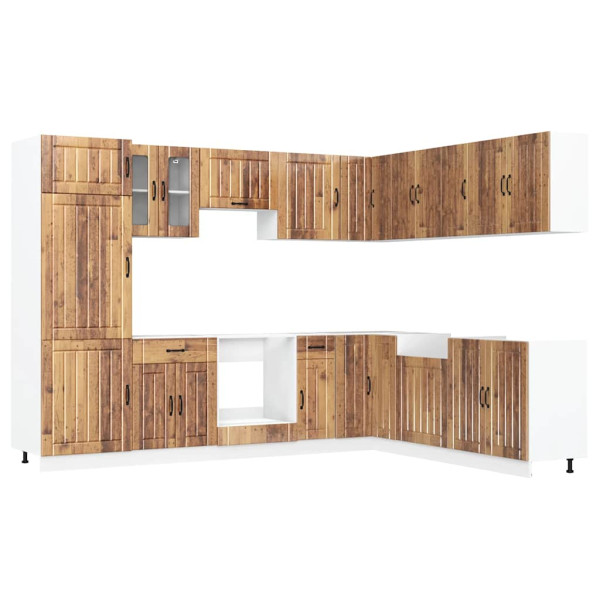 14 peças armário de cozinha conjunto Lucca madeira velha M 2