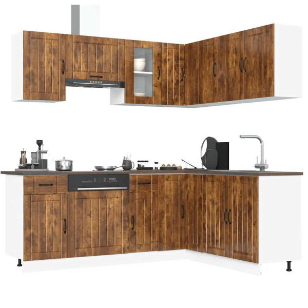 Mueble cocina Lucca roble ahumado 11 pzas madera contrachapada D