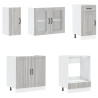 Mueble cocina Kalmar sonoma gris 8 pzas madera contrachapada 4