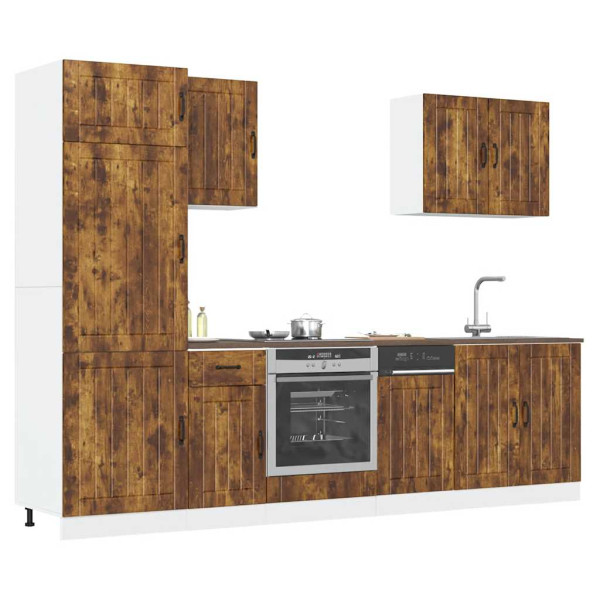 Mueble cocina Kalmar roble ahumado 7 pzas madera contrachapada D
