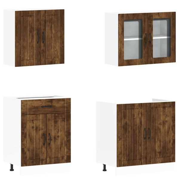 4 peças armário de cozinha conjunto Kalmar carvalho fumado M 4
