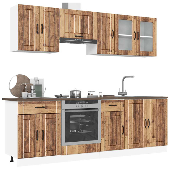 Mueble cocina Kalmar madera vieja 8 pzas madera contrachapada D