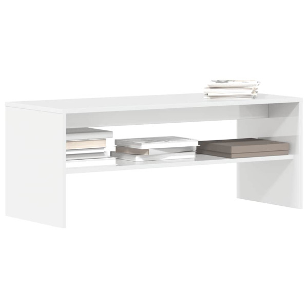 Mueble de TV madera contrachapada blanco brillante 100x40x40 cm D
