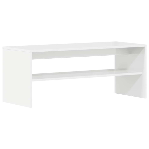 Mueble de TV madera contrachapada blanco brillante 100x40x40 cm M 2