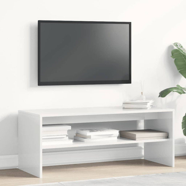 Mueble de TV madera contrachapada blanco brillante 100x40x40 cm M 3