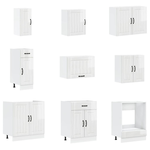 14 peças armário de cozinha conjunto Lucca brilho branco M 4