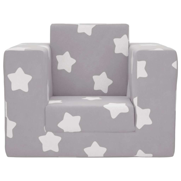 Sofá cama infantil felpa suave gris claro con estrellas M 3
